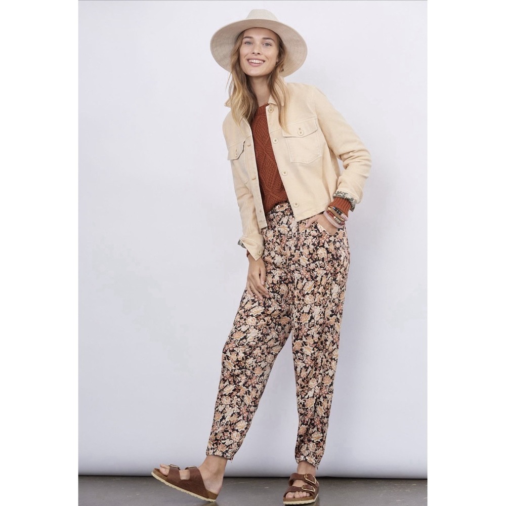ANTHROPOLOGIE Diandra Pleated Joggers Size 2 Floral Pants Ankle Zip Women's